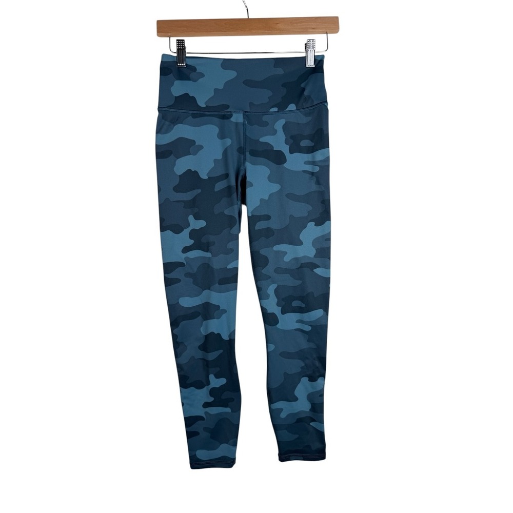 Fabletics Womens Define Powerhold High Waisted 7/8 Leggings Blue Camo Sz XS